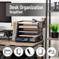 Mind Reader Mesh Desk Organizer, 4 Trays, 1 Drawer, File Holder, 2 Pen Cups, Office Desktop Organizer, Metal Mesh, Black