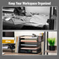 Mind Reader Mesh Desk Organizer, 4 Trays, 1 Drawer, File Holder, 2 Pen Cups, Office Desktop Organizer, Metal Mesh, Black
