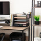 Mind Reader Mesh Desk Organizer, 4 Trays, 1 Drawer, File Holder, 2 Pen Cups, Office Desktop Organizer, Metal Mesh, Black