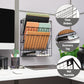 Mind Reader Metal Wire File Organizer, 3-Tier Vertical Document Holder with Storage Basket, Wall Mount or Desktop Organizer, Metal, Black