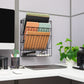 Mind Reader Metal Wire File Organizer, 3-Tier Vertical Document Holder with Storage Basket, Wall Mount or Desktop Organizer, Metal, Black