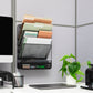 Mind Reader 4-Tier Vertical File Storage, Desktop Organizer, Wall Mount, Office, Metal Mesh, 12.5"L x 4"W x 16.5"H, Black