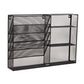 Mind Reader 4-Tier Vertical File Storage and Shelves, Desktop Organizer, Wall Mount, Office, Metal Mesh, 22.5"L x 4"W x 16"H, Black