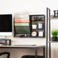 Mind Reader 4-Tier Vertical File Storage and Shelves, Desktop Organizer, Wall Mount, Office, Metal Mesh, 22.5"L x 4"W x 16"H, Black