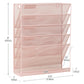 Mind Reader 5-Tier Vertical File Storage, Desktop Organizer, Wall Mount, Office, Metal Mesh, 12.75"L x 4"W x 16"H