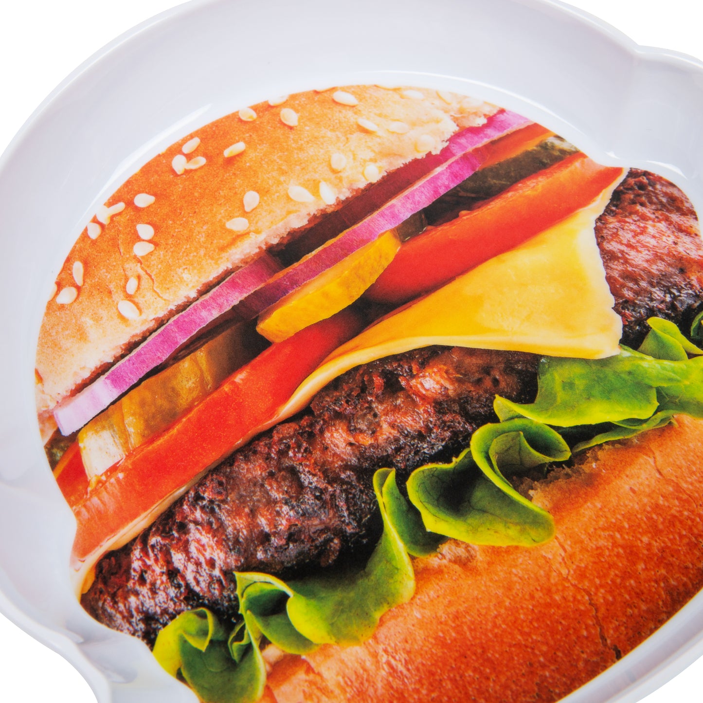 Mind Reader Burger Serving Plate Set, Hosting Essentials, Outdoor Kitchen Accessory, Melamine, 7"L x 7"W x 1"H, 4 pcs, White