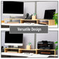 Mind Reader Dual Monitor Stand, Adjustable MDF Desktop Riser for Laptop, Monitor, TV, Expands to 51.25" Wide, Office or Home