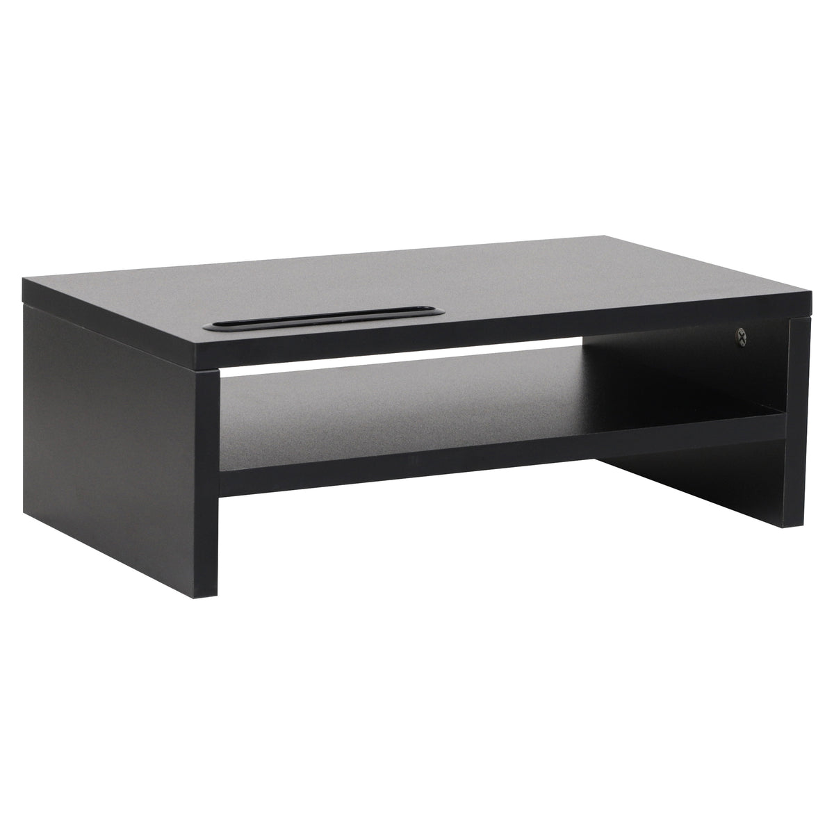 Mind Reader Monitor Stand with Phone Slot and Storage Shelf, Desktop Riser, 88 lb Capacity, MDF Wood, Black