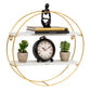 Mind Reader Floating Round Wall Shelves, Gold Metal Frame with Dual White Display Shelves, Decorative Wall-Mounted Organizer for Living Room, Office, or Bathroom, Metal. MDF, White