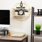 Mind Reader Floating Round Wall Shelves, Gold Metal Frame with Dual White Display Shelves, Decorative Wall-Mounted Organizer for Living Room, Office, or Bathroom, Metal. MDF, White