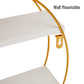 Mind Reader Floating Round Wall Shelves, Gold Metal Frame with Dual White Display Shelves, Decorative Wall-Mounted Organizer for Living Room, Office, or Bathroom, Metal. MDF, White