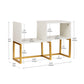 Mind Reader Desktop Bookshelf, 5-Compartment Organizer for Office Desk, Vanity, or Bathroom, Modern Storage Display, Metal. MDF, White