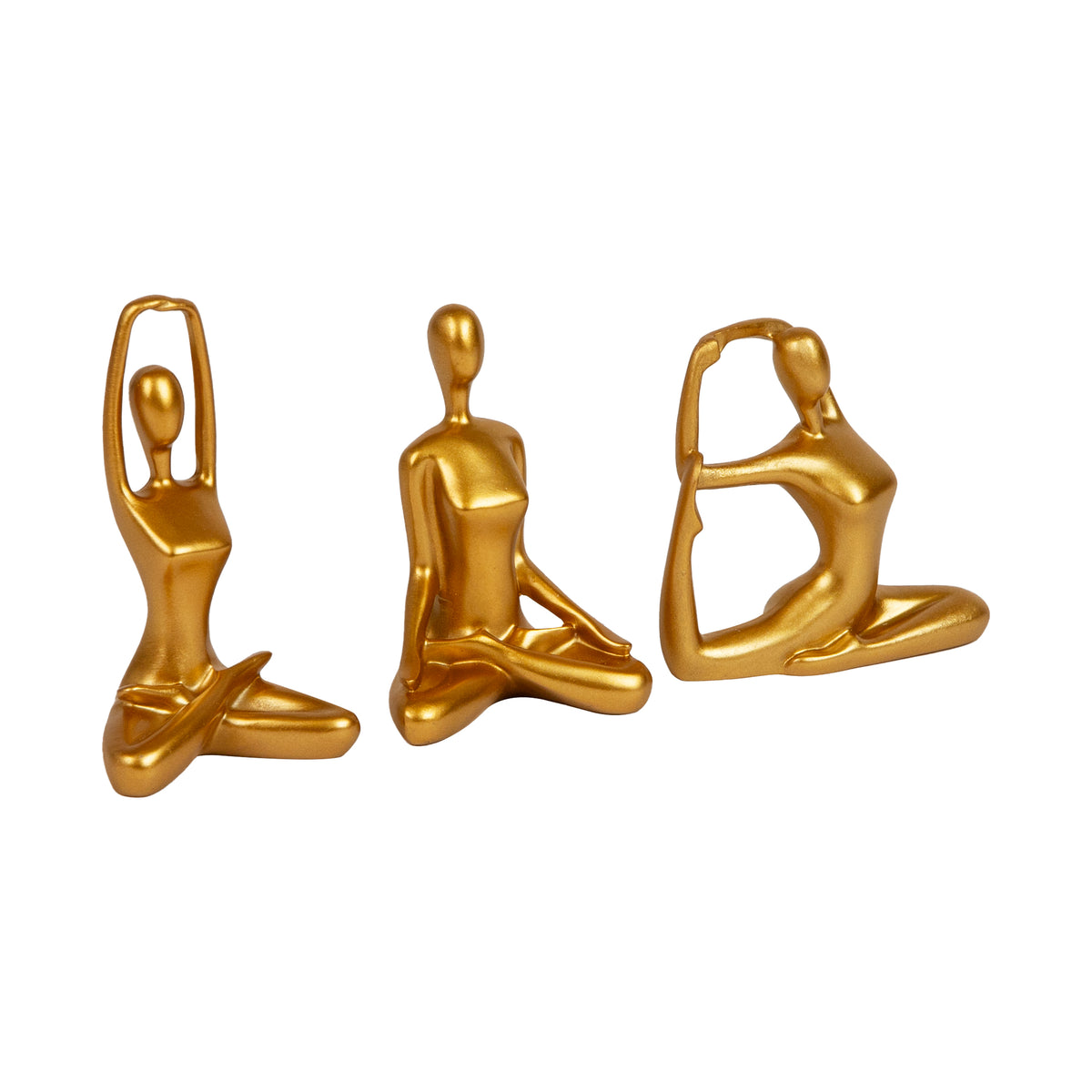 Mind Reader Yoga Figurine Set, Meditation Statues for Home, Office, or Studio Decor, Elegant Mindful Gift, Resin, 2.75"L x 2.25"W x 4.75"H, Set of 3, Gold