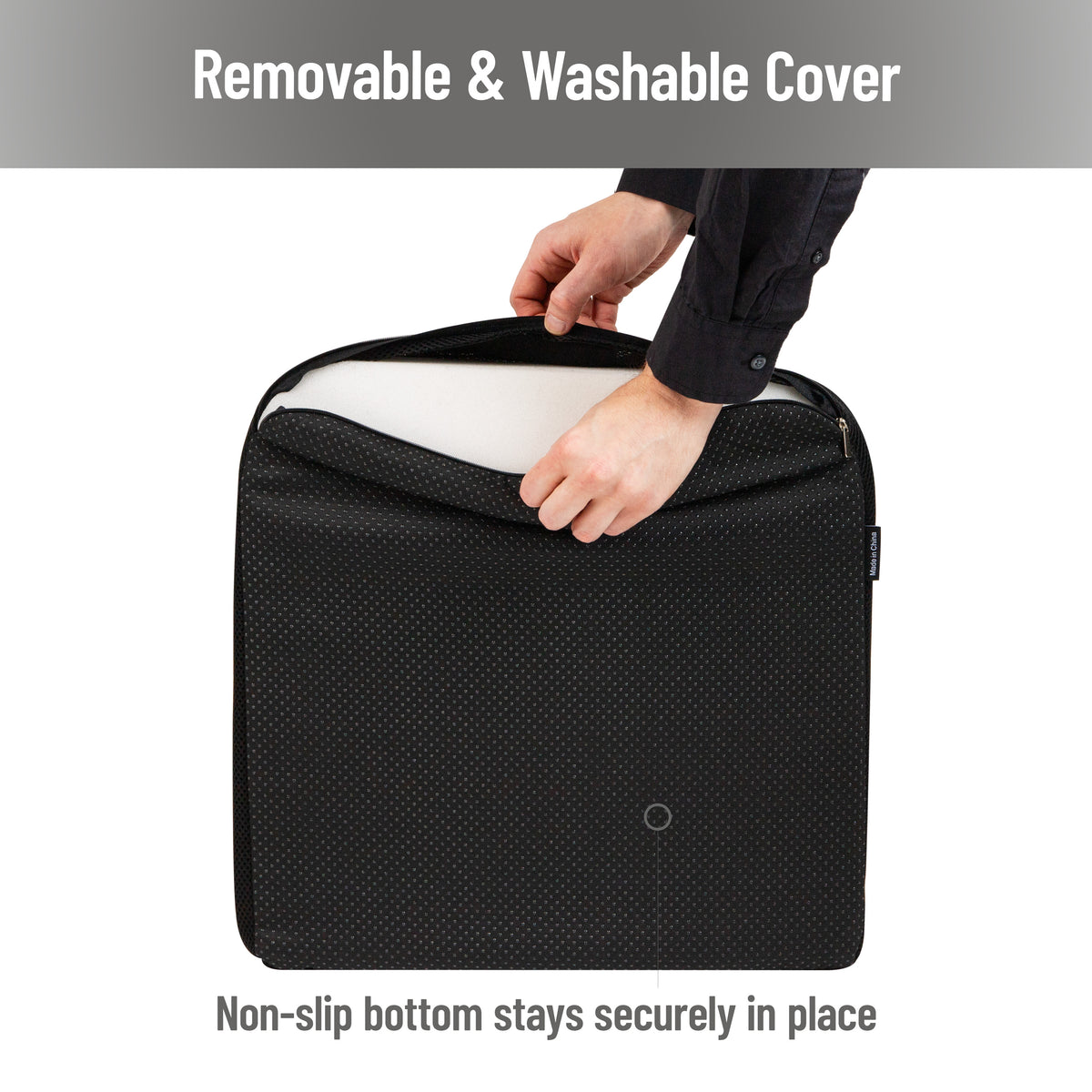Mind Reader Memory Foam Seat Cushion, Ergonomic Pressure Relief for Office, Car, and More, Relieves Hip, Tailbone, Coccyx & Sciatica Pain, 18"L x 17.5"W x 3"H, Black