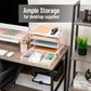 Mind Reader Mesh Desk Organizer, 3 Trays, 1 Drawer, 2 Pen Holders, Office Desktop Organizer, Metal Mesh, Pink