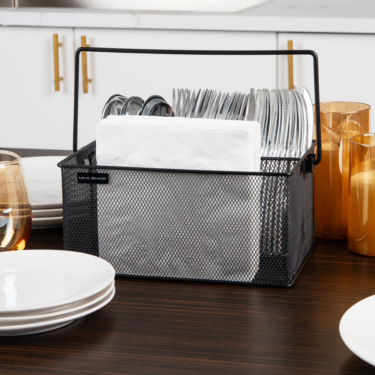 Mind Reader Multi-purpose Storage Caddy, Desktop Organizer, Cutlery Holder, Metal Mesh
