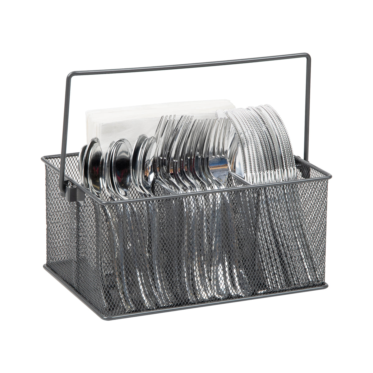 Mind Reader Multi-purpose Storage Caddy, Desktop Organizer, Cutlery Holder, Metal Mesh