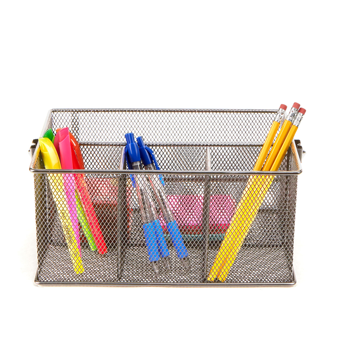 Mind Reader Multi-purpose Storage Caddy, Desktop Organizer, Cutlery Holder, Metal Mesh