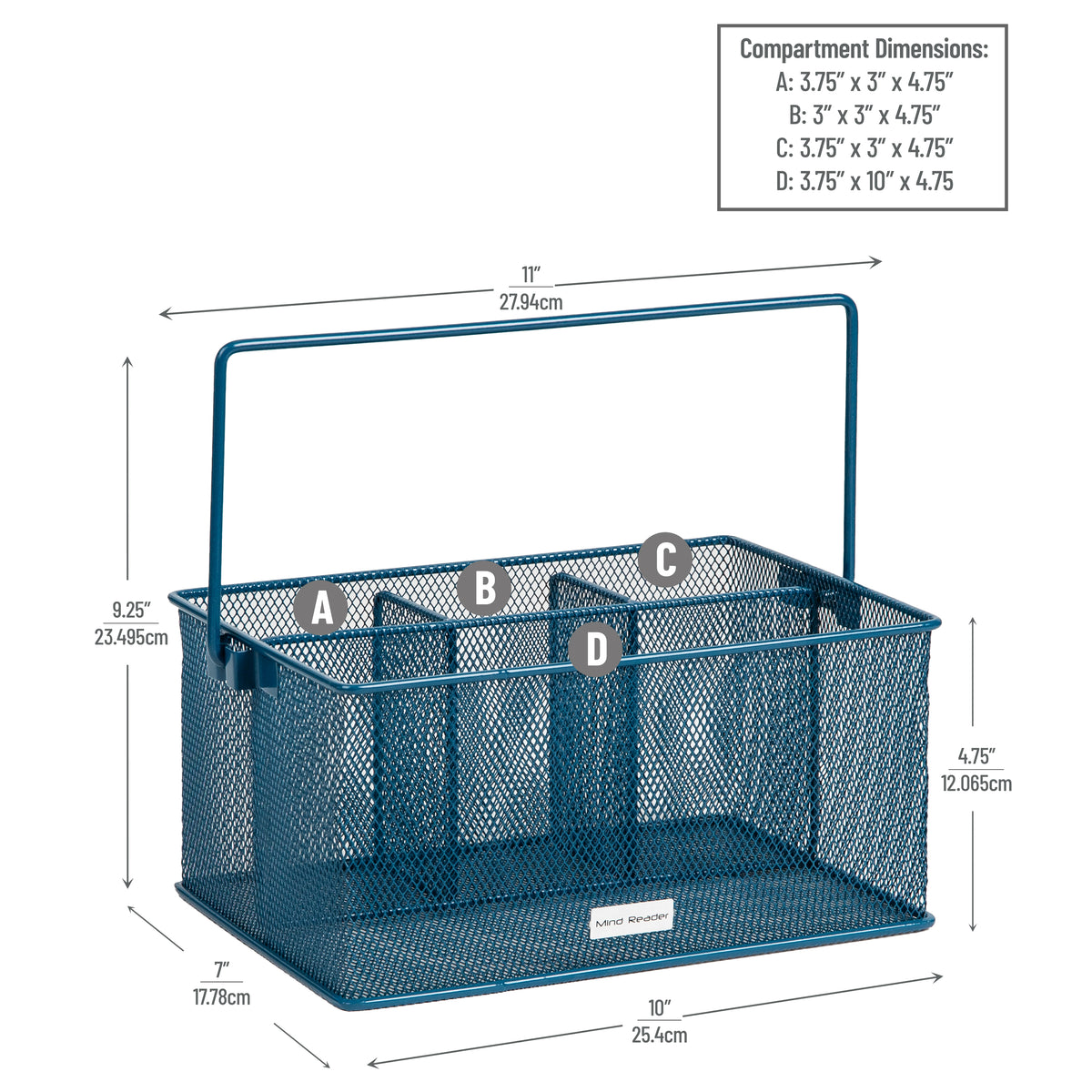 Mind Reader Multi-purpose Storage Caddy, Desktop Organizer, Cutlery Holder, Metal Mesh