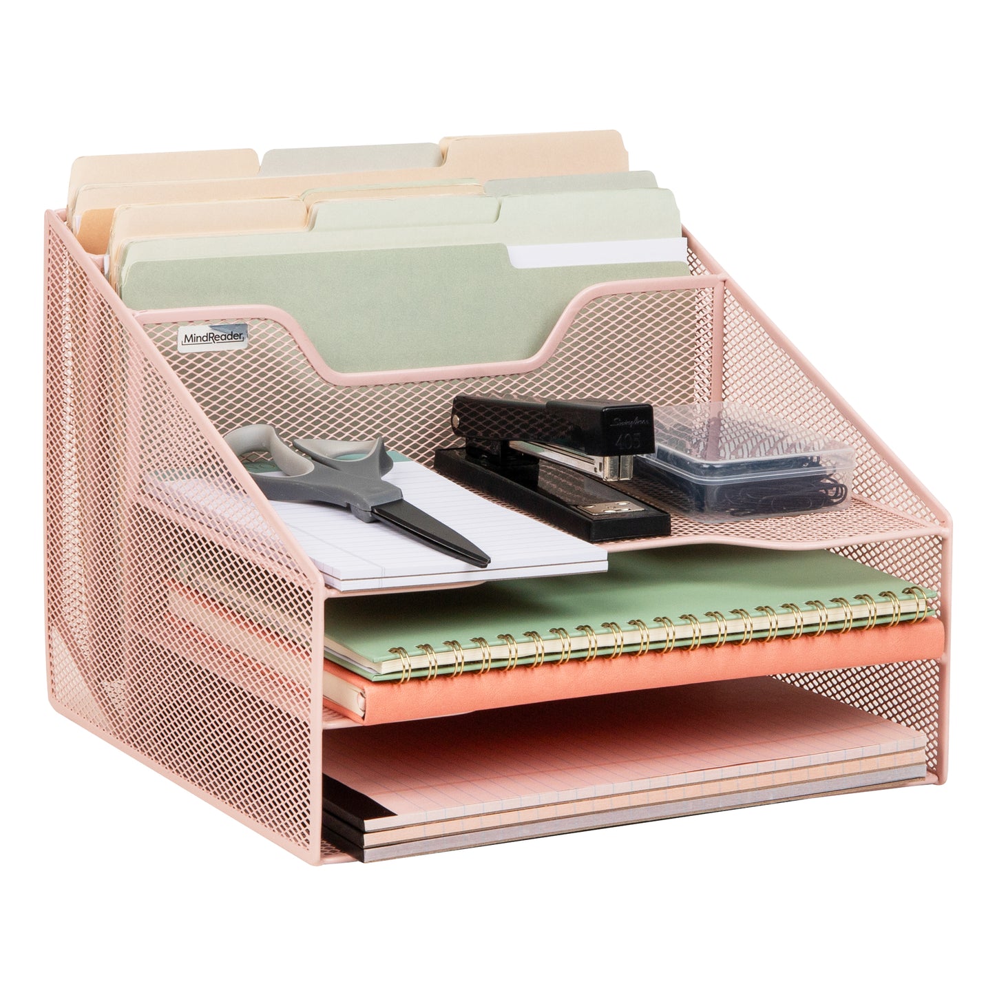 Mind Reader Desktop Organizer, Vertical File Holder, Paper Trays, Office, Metal Mesh, 12.5"L x 11.5"W x 9.5"H
