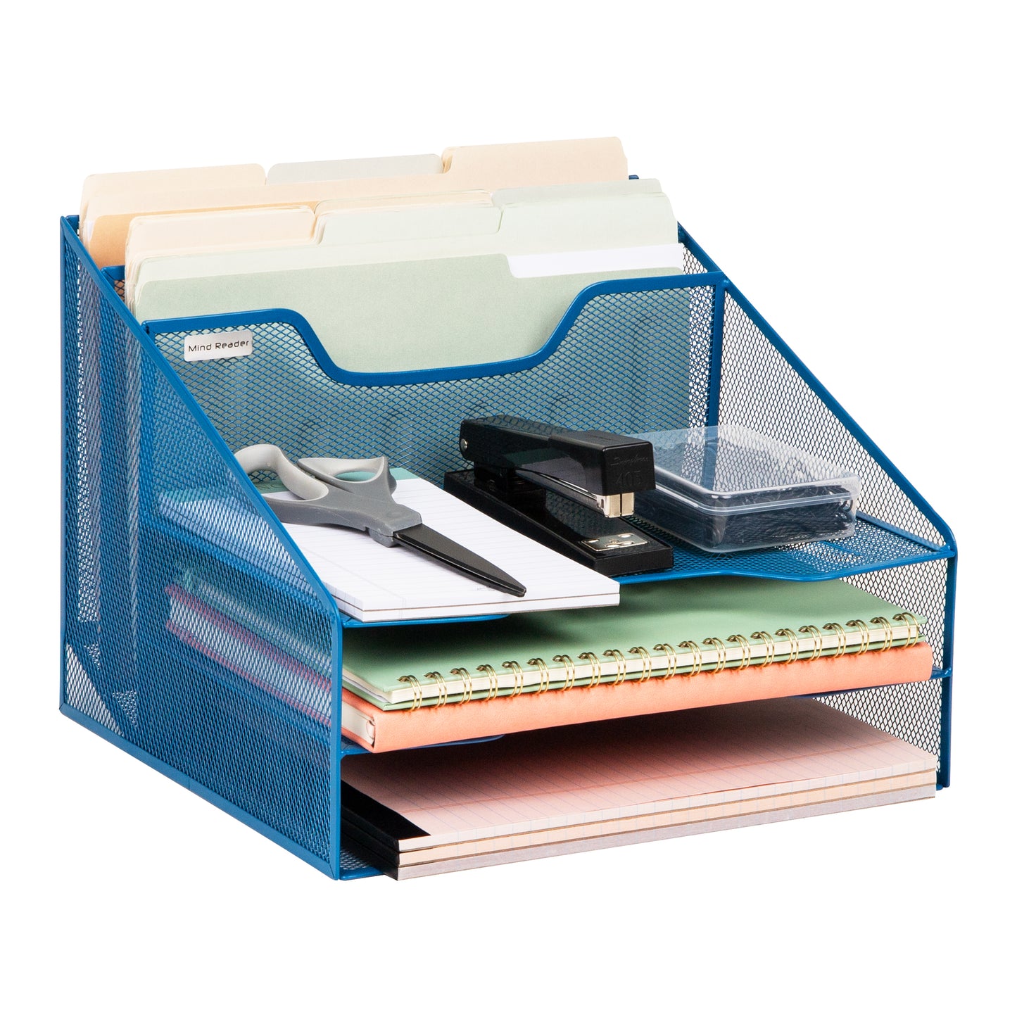 Mind Reader Desktop Organizer, Vertical File Holder, Paper Trays, Office, Metal Mesh, 12.5"L x 11.5"W x 9.5"H