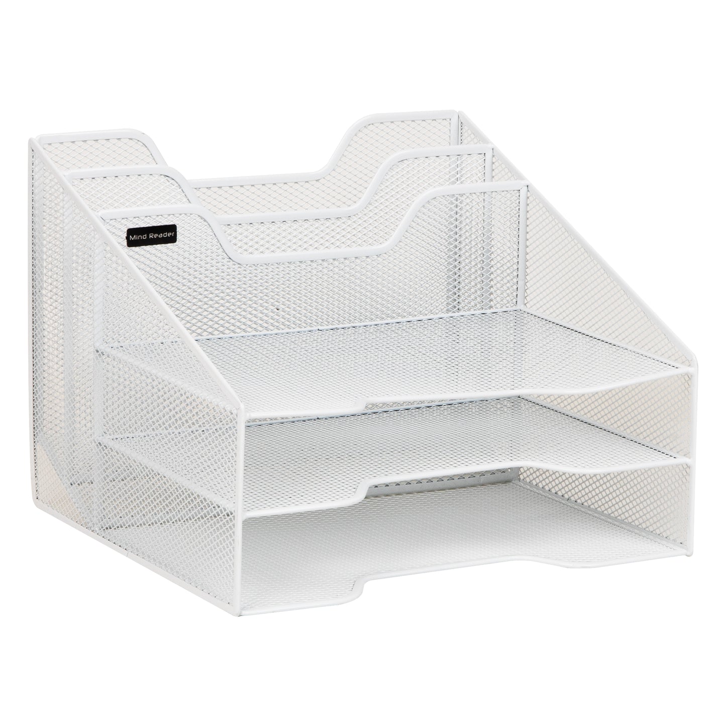 Mind Reader Desktop Organizer, Vertical File Holder, Paper Trays, Office, Metal Mesh, 12.5"L x 11.5"W x 9.5"H