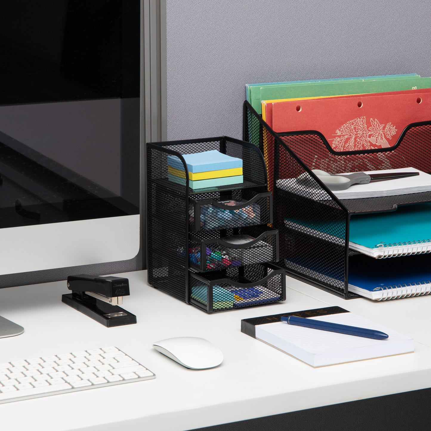 Mind Reader Desktop Accessory Storage, Paper Binder Clip Basket, Workspace, Office, Metal Mesh, 4.75"L x 5"W x 8"H