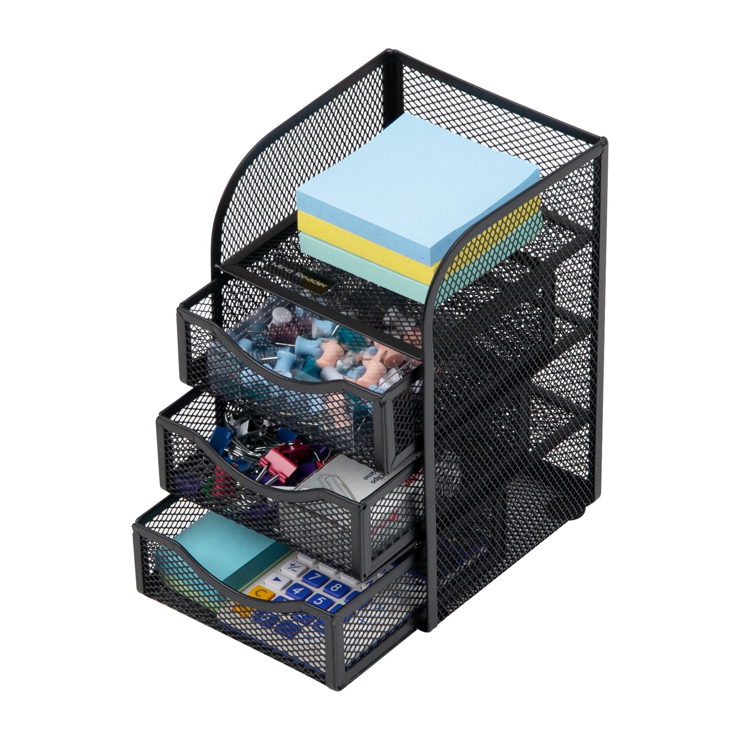 Mind Reader Desktop Accessory Storage, Paper Binder Clip Basket, Workspace, Office, Metal Mesh, 4.75"L x 5"W x 8"H