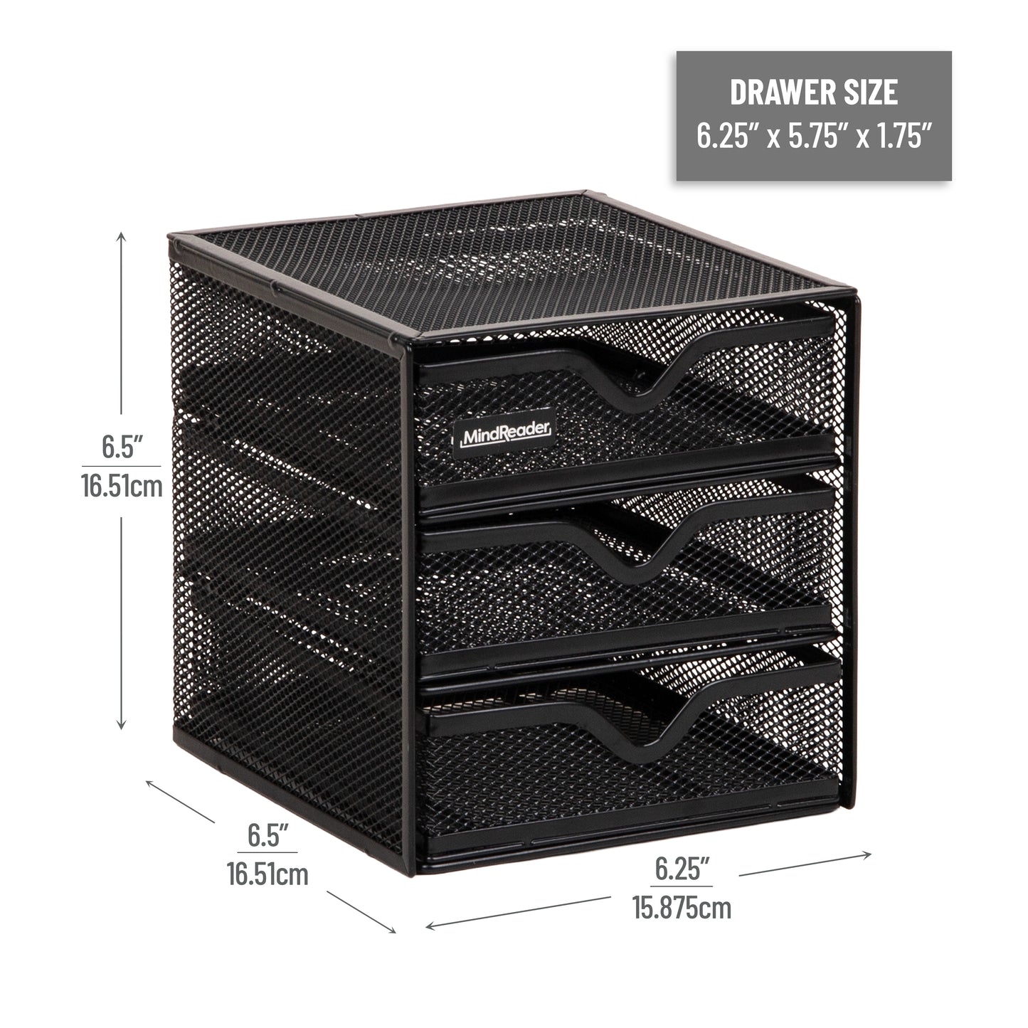 Mind Reader Desktop Accessory Storage, Desk Supplies, Organizer, Office, Metal Mesh, 6.25"L x 6.5"W x 6.5"H, Black