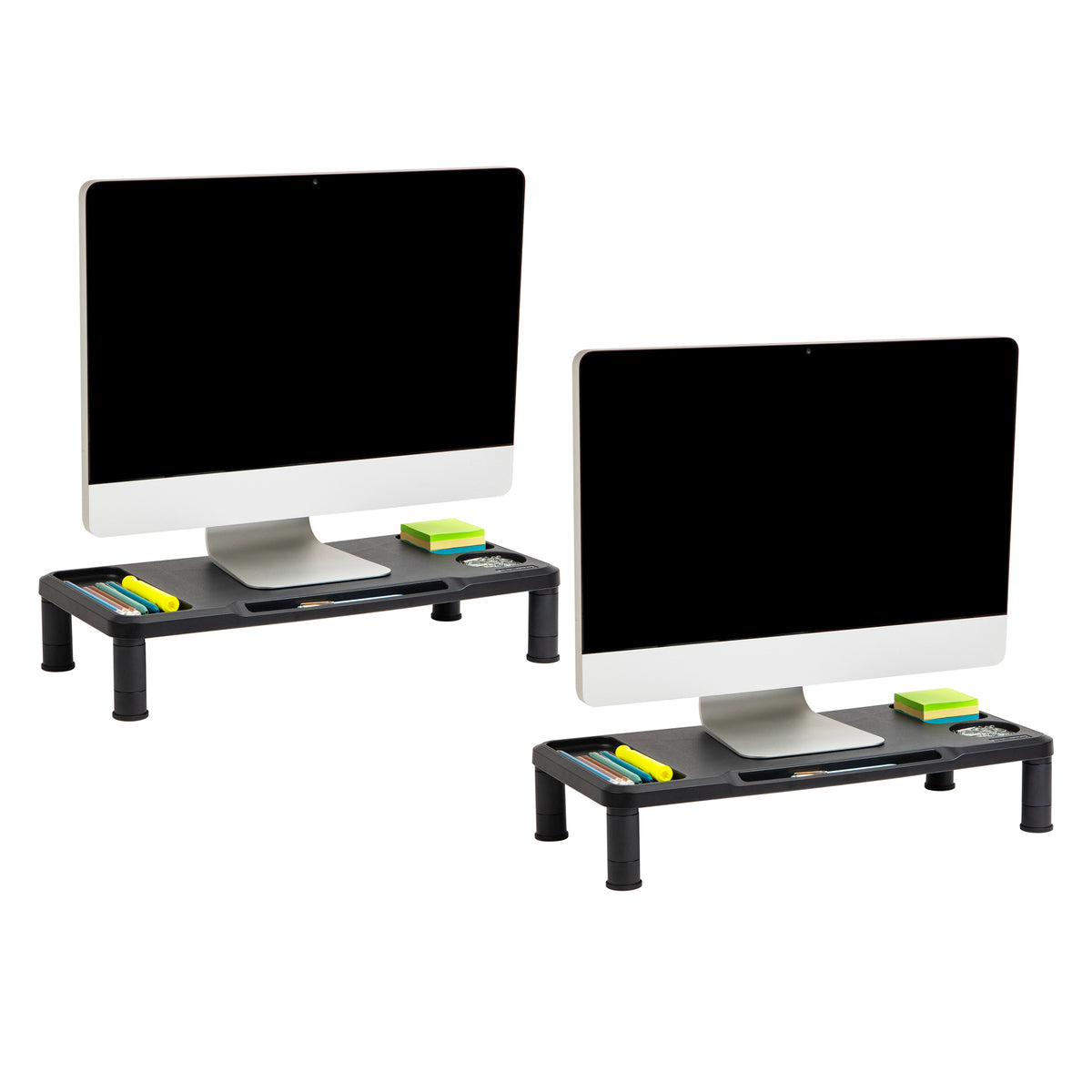 Mind Reader Monitor Stand, Laptop Riser, Desktop Organizer, Office, Plastic, 21.75"L x 10.25"W x 4.5"H, Black