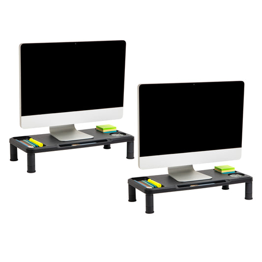 Mind Reader Monitor Stand, Laptop Riser, Desktop Organizer, Office, Plastic, 21.75"L x 10.25"W x 4.5"H, Black