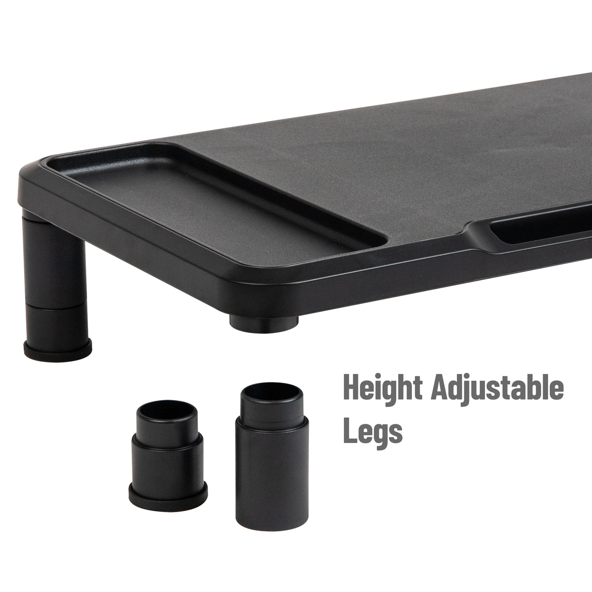 Mind Reader Monitor Stand, Laptop Riser, Desktop Organizer, Office, Plastic, 21.75"L x 10.25"W x 4.5"H, Black