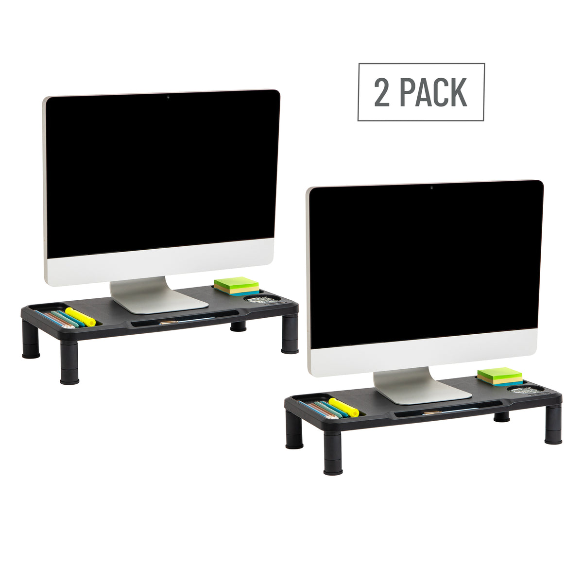 Mind Reader Monitor Stand, Laptop Riser, Desktop Organizer, Office, Plastic, 21.75"L x 10.25"W x 4.5"H, Black