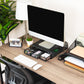 Mind Reader Monitor Stand with Drawers, Ventilated Metal Mesh Laptop Riser, Desktop Organizer with Storage, Holds up to 22 lbs, Black