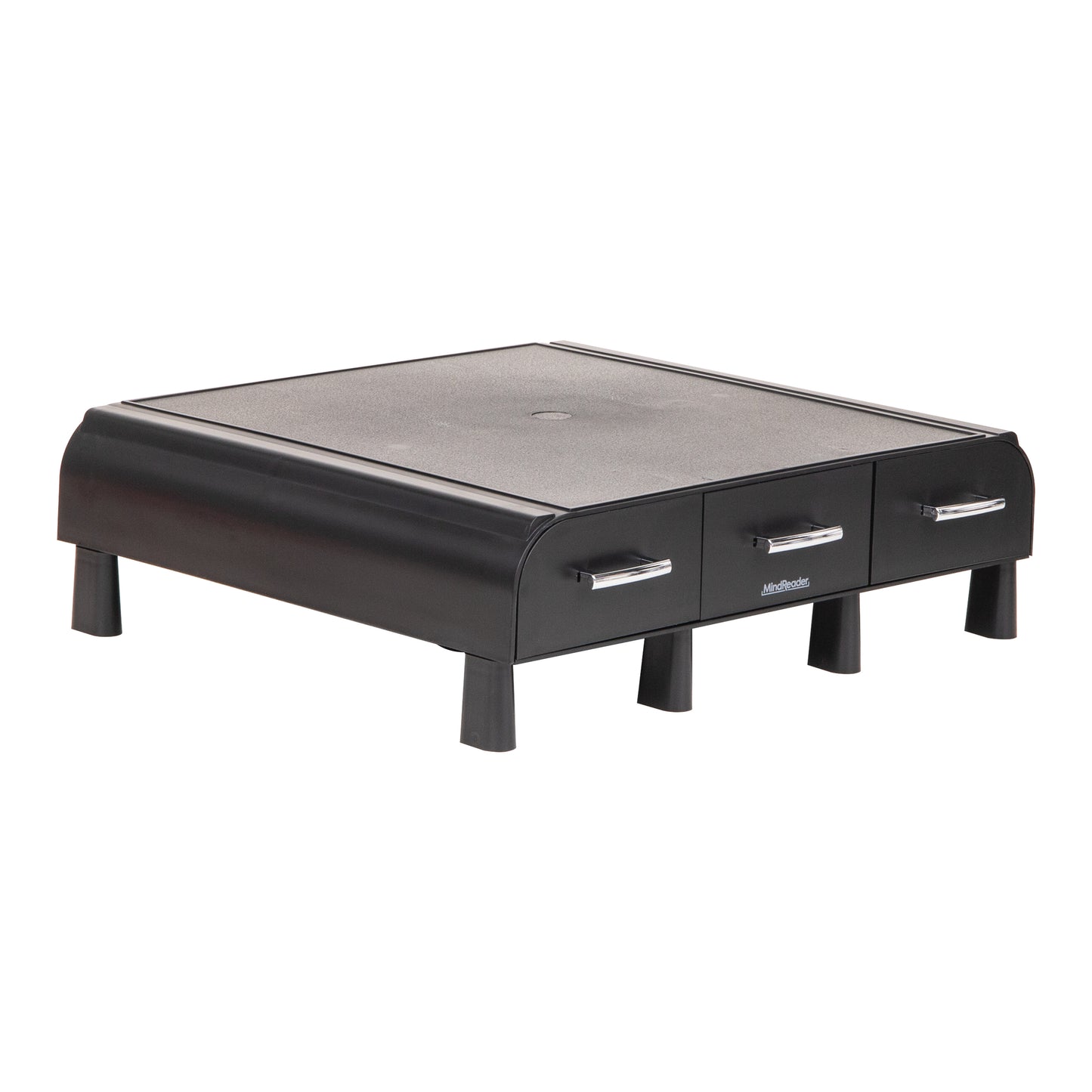Mind Reader Monitor Stand, 3 Storage Drawers, Desktop Organizer, Riser, Office, 13.5"L x 13"W x 4"H
