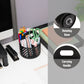 Mind Reader Round Metal Desktop Carousel Organizer with Handle, Four Compartments, Office Supplies and Accessories, Metal