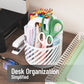 Mind Reader Round Metal Desktop Carousel Organizer with Handle, Four Compartments, Office Supplies and Accessories, Metal