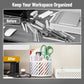 Mind Reader Round Metal Desktop Carousel Organizer with Handle, Four Compartments, Office Supplies and Accessories, Metal