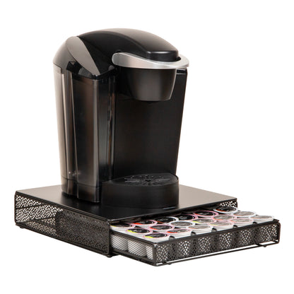 Mind Reader Single Serve Coffee Pod Drawer, 36 Pod Capacity, Countertop Organizer, Removable Dividers, Metal, Black