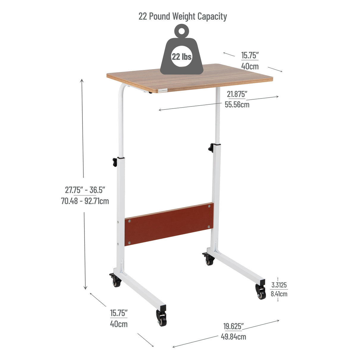 Mind Reader Standing Desk, Adjustable Height, Laptop Workstation, Home Office Computer Table, MDF, Brown