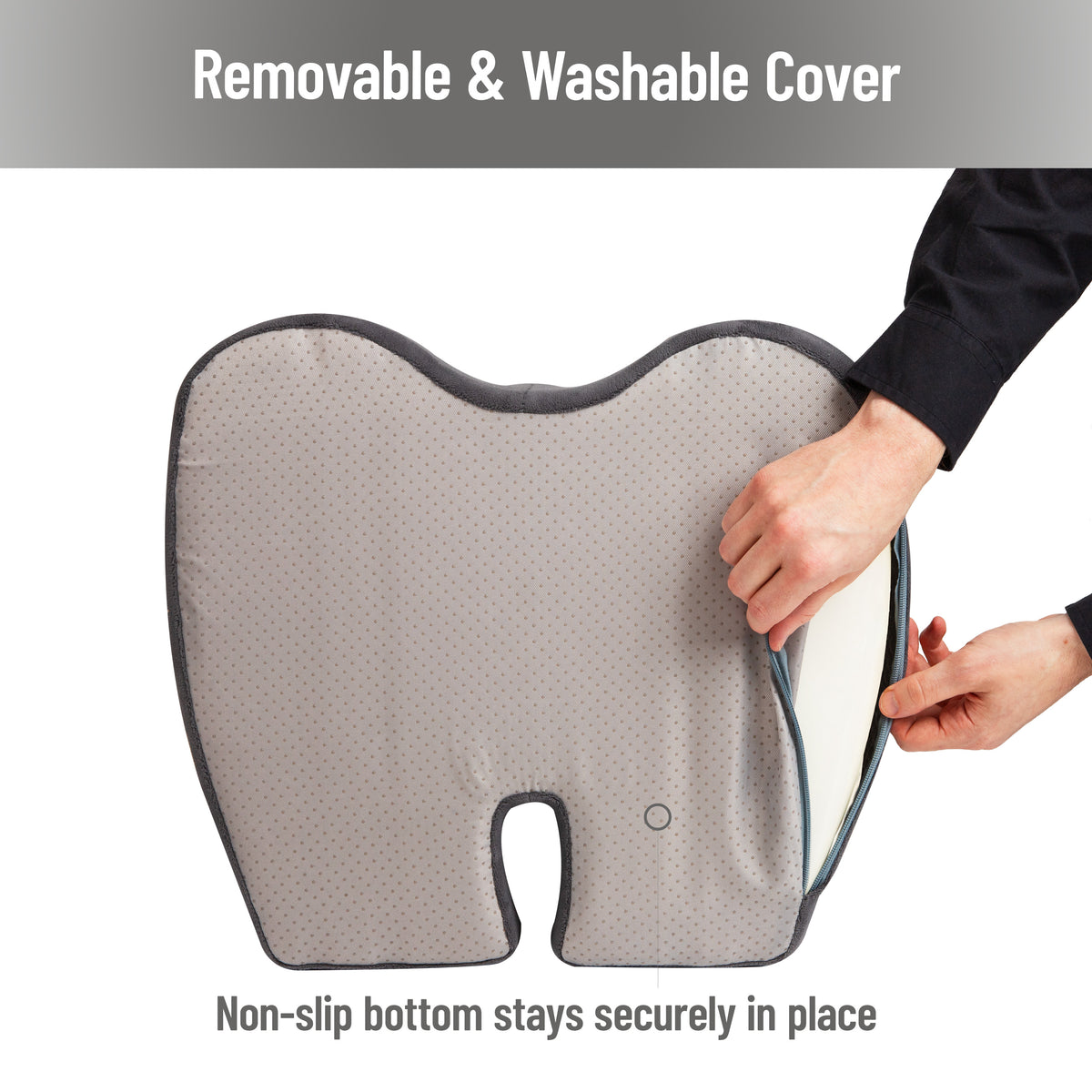 Mind Reader Memory Foam Seat Cushion, Ergonomic Pressure Relief for Office, Car, and More, Relieves Hip, Tailbone, Coccyx & Sciatica Pain, 18"L x 16.75"W x 4"H