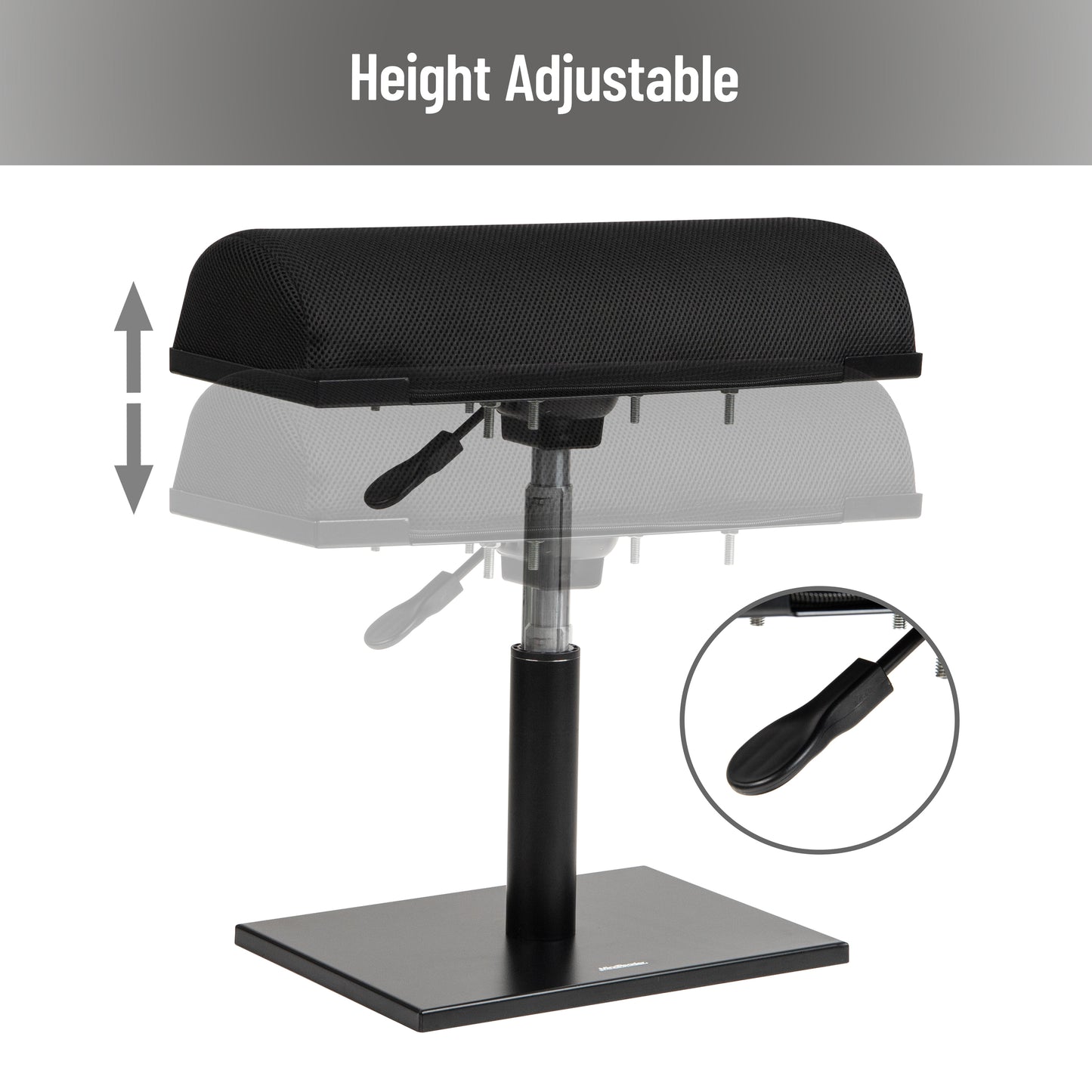 Mind Reader Foot Rest,  Under Desk at Work, Ergonomic, Height Adjustable, Office, Foam, 16.75"L x 7.5"W x 3.75"H, Black