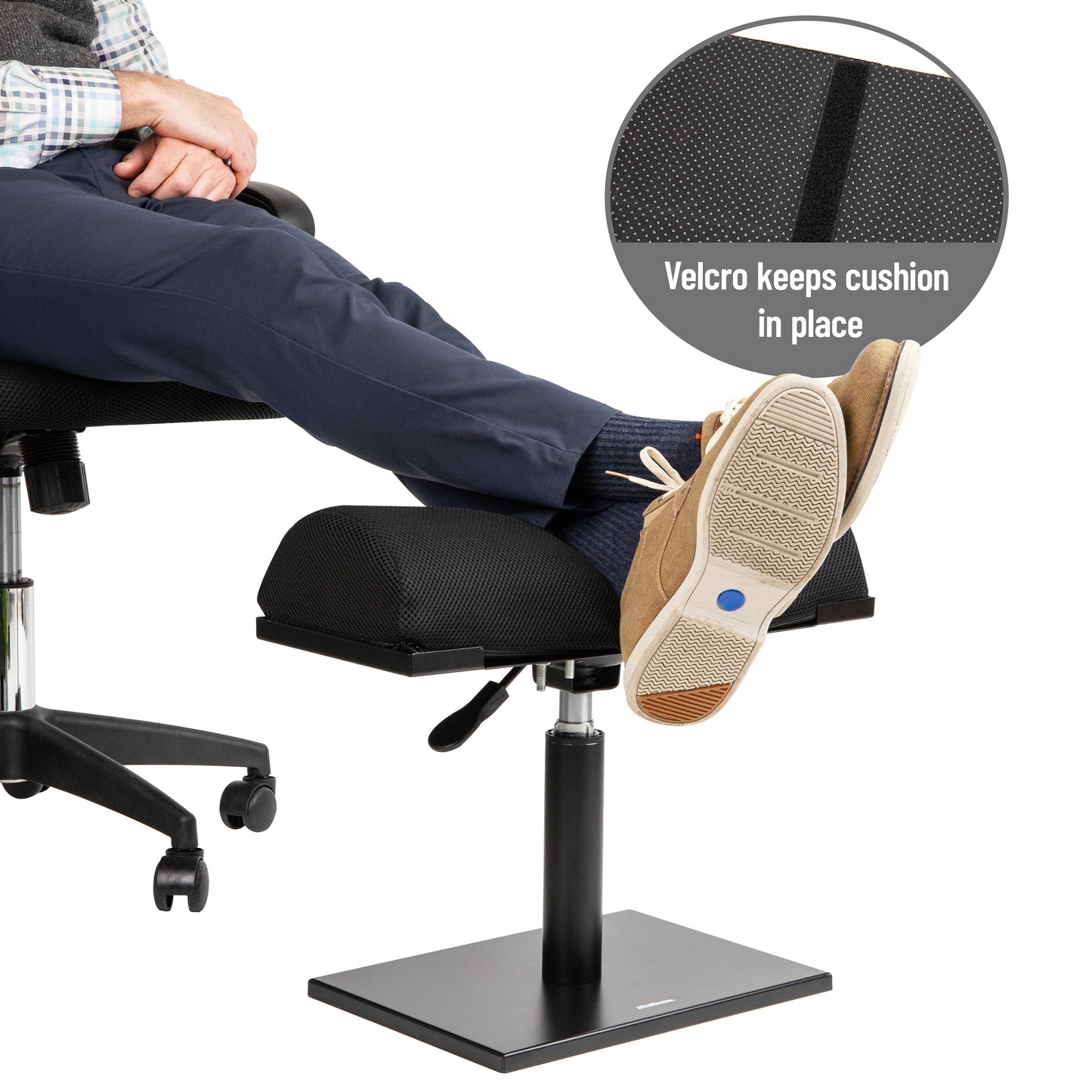 Mind Reader Foot Rest,  Under Desk at Work, Ergonomic, Height Adjustable, Office, Foam, 16.75"L x 7.5"W x 3.75"H, Black