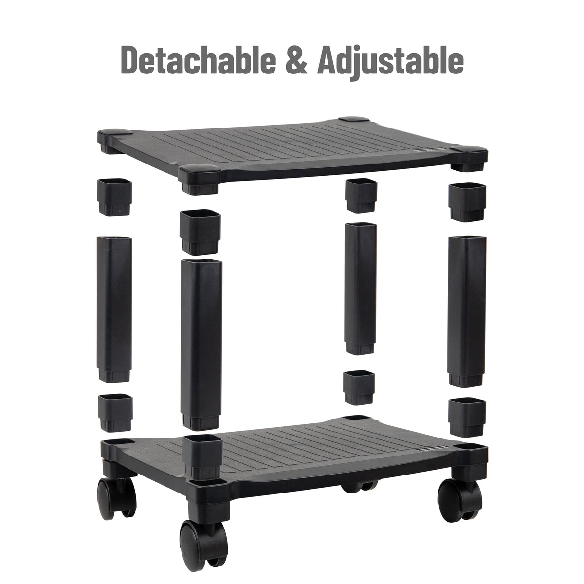 Mind Reader Rolling Printer Cart, Utility Cart, Printer Stand, Under Desk Storage, Office, 17.25"L x 13.5"W x 14.25"H, Black