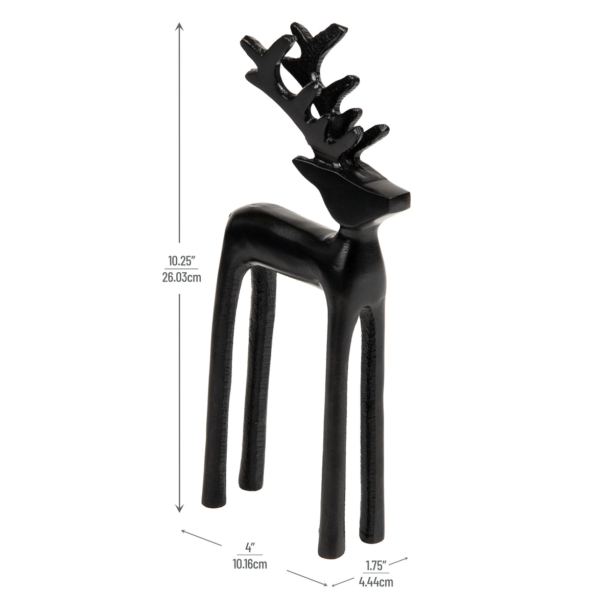 Mind Reader Modern Metal Reindeer Figurine, Sleek Aluminum Winter Holiday Decor, Rustic Contemporary Accent, Black