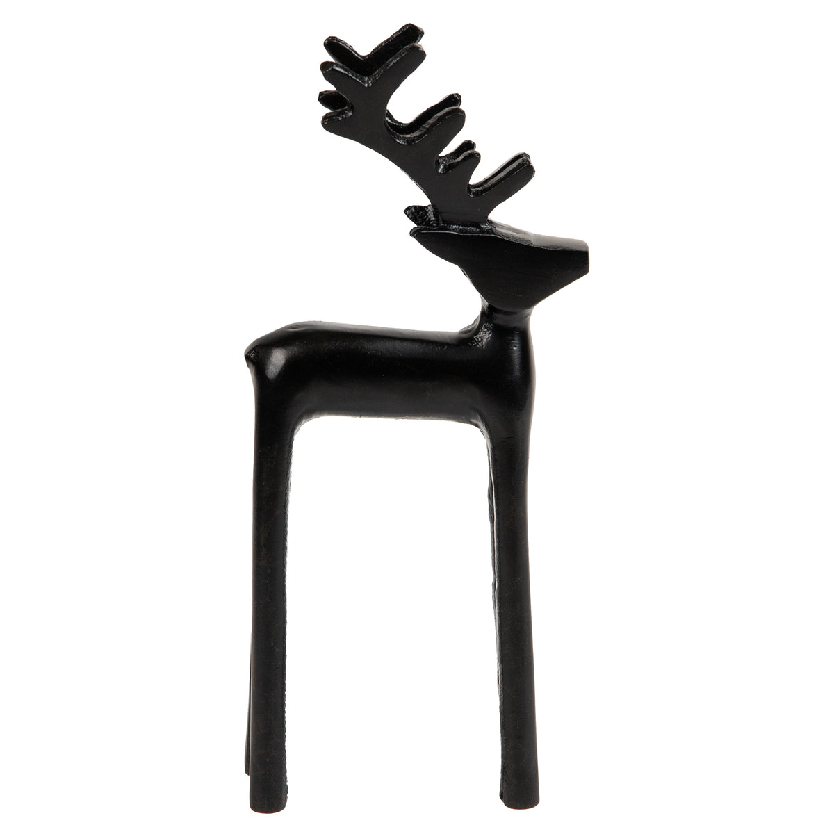 Mind Reader Modern Metal Reindeer Figurine, Sleek Aluminum Winter Holiday Decor, Rustic Contemporary Accent, Black