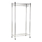Mind Reader Heavy Duty Rolling Garment Rack with Adjustable Bar, Double Shelves & Locking Wheels, Chrome Steel Clothing Organizer, Chrome