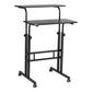 Mind Reader Standing Desk, Adjustable Height Laptop Workstation, Portable Rolling Desk on Wheels, Two-Tier Metal Frame