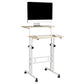 Mind Reader Standing Desk, Adjustable Height Laptop Workstation, Portable Rolling Desk on Wheels, Two-Tier Metal Frame