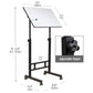 Mind Reader Standing Whiteboard Desk with Adjustable Height, Rolling Laptop Workstation with Magnetic Writing Surface and Accessories, Sit or Stand Portable Workstation, White